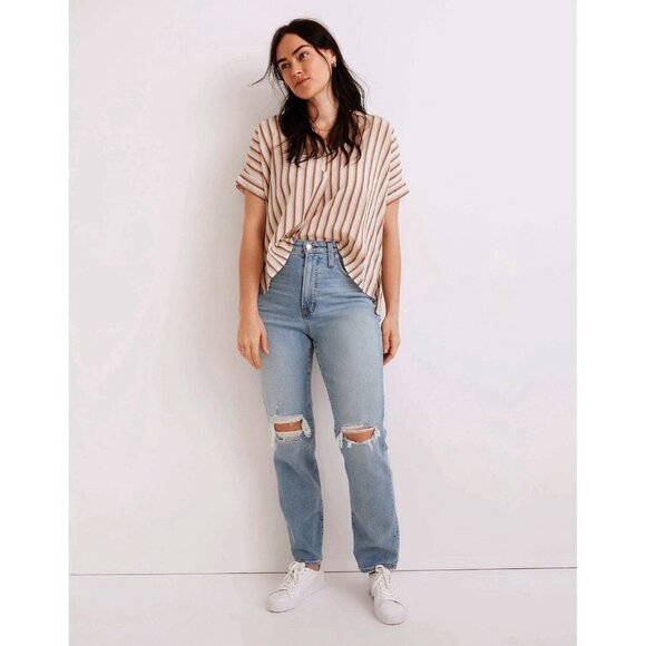Madewell Jeans Size 26 Curvy Perfect Vintage Straight Jean Danby Wash Ripped - Picture 1 of 10